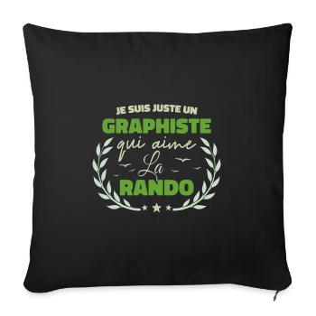 Fier d’être Graphiste et Passionné de la Randonnée - Housse de coussin décorative 45 x 45 cm - noir - Devant