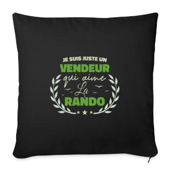 Fier d’être Vendeur et Passionné de la Randonnée - Housse de coussin décorative 45 x 45 cm - noir - Devant