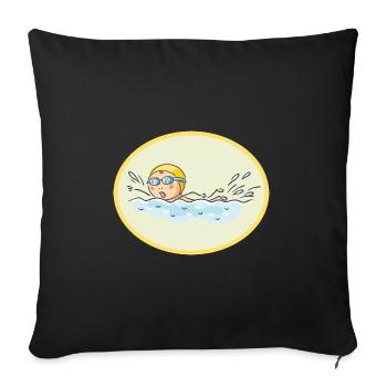 swimming pool child - Sofa pillowcase 17,3'' x 17,3'' (45 x 45 cm) - black - Front