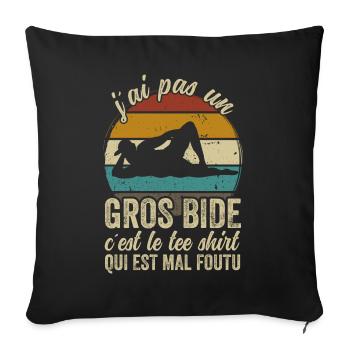 J'ai Pas Un Gros Bide Humour Sarcasme - Housse de coussin décorative 45 x 45 cm - noir - Devant