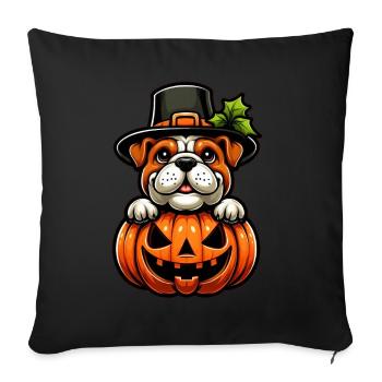 Halloween Bulldog Pumpkin Cartoon Cute - Sofa pillowcase 17,3'' x 17,3'' (45 x 45 cm) - black - Front