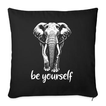 Elephant - Be yourself - Tusk - Ivory - Sofa pillowcase 17,3'' x 17,3'' (45 x 45 cm) - black - Front