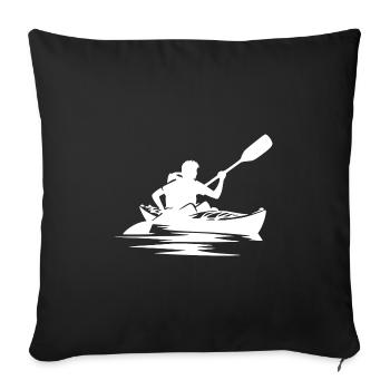 Kayak de rivière Bateau Équipement de relaxation - Housse de coussin décorative 45 x 45 cm - noir - Devant