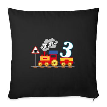 Endlich 3 Jahre dritter Geburtstag - Sofakissenbezug 45 x 45 cm - Schwarz - Vorne