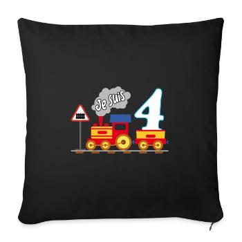 Quatrième anniversaire, enfin 4 ans - Housse de coussin décorative 45 x 45 cm - noir - Devant