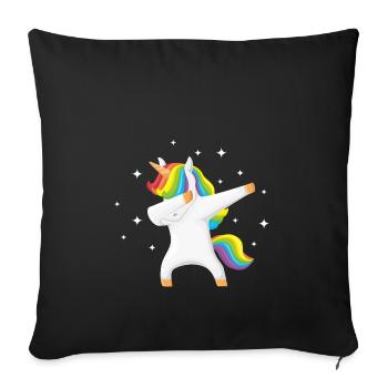 Dabbing Unicorn dabbende Licorne Dab Cadeau - Housse de coussin décorative 45 x 45 cm - noir - Devant