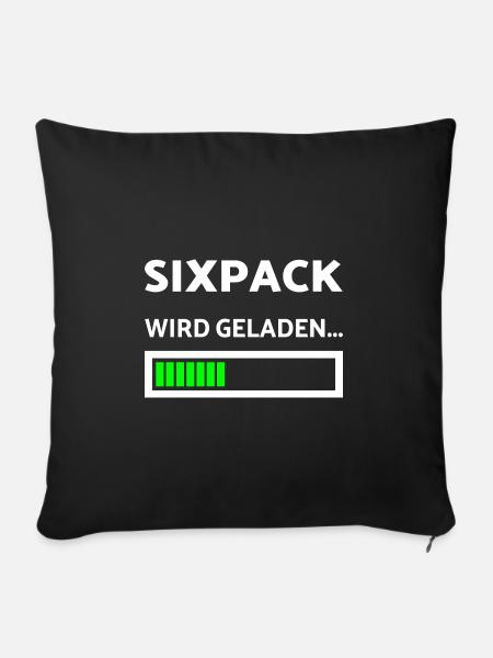 Lustiges Sport Design Sixpack wird geladen - Sofakissenbezug 45 x 45 cm - Schwarz