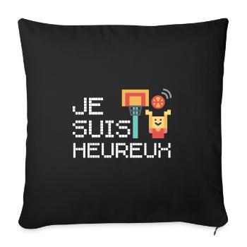 Je suis heureux-cadeau fan de basketball - Housse de coussin décorative 45 x 45 cm - noir - Devant