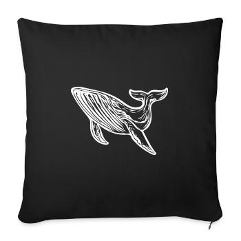 Baleine Vintage Sea Creature Pas de plastique dans l’espace de vie - Housse de coussin décorative 45 x 45 cm - noir - Devant