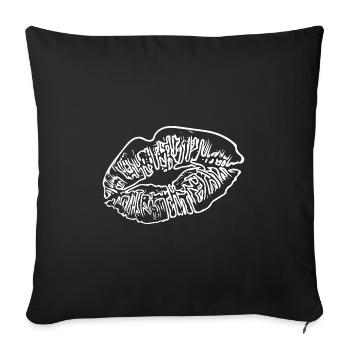Lipstick Kiss mouth Valentine's Day Kisses - Sofa pillowcase 17,3'' x 17,3'' (45 x 45 cm) - black - Front