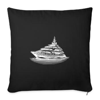 Yacht à moteur de luxe en haute mer - Housse de coussin décorative 45 x 45 cm - noir - Devant