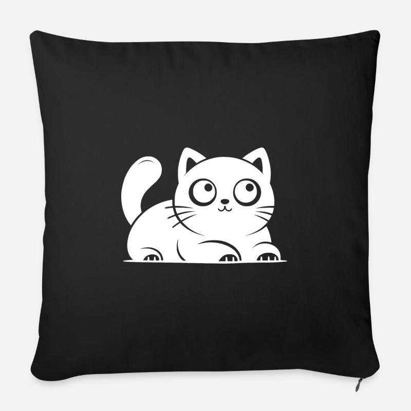 Süsse Glückskatze Katzen Zeichnung - Sofakissenbezug 45 x 45 cm - Schwarz