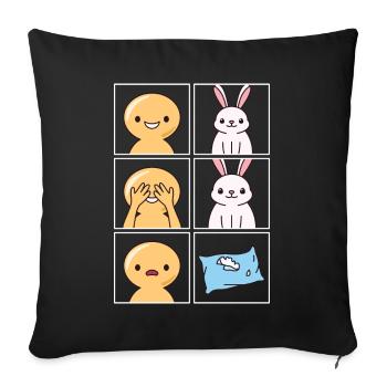 Oreiller de lapin cassé Design pour les fans de lapin - Housse de coussin décorative 45 x 45 cm - noir - Devant