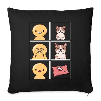 Dog cushion Eaten design for dog owners - Sofa pillowcase 17,3'' x 17,3'' (45 x 45 cm) - black - Front