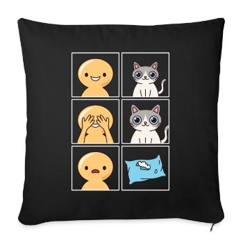 Conception cassée d’oreiller de chat pour les propriétaires de chats - Housse de coussin décorative 45 x 45 cm - noir - Devant