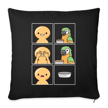 Parrot Eats Fast Design for Parrot Fans - Sofa pillowcase 17,3'' x 17,3'' (45 x 45 cm) - black - Front
