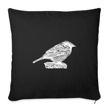 Small cute house sparrow on a branch - Sofa pillowcase 17,3'' x 17,3'' (45 x 45 cm) - black - Front