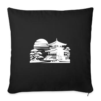 Sunset Temple Asian Landscape - Sofa pillowcase 17,3'' x 17,3'' (45 x 45 cm) - black - Front