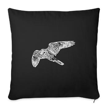 Vintage falcon in flight - Sofa pillowcase 17,3'' x 17,3'' (45 x 45 cm) - black - Front