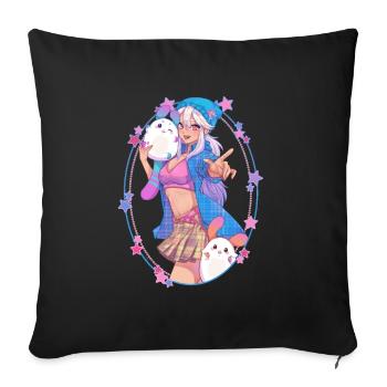 Femme sportwear avec ses mascottes - Housse de coussin décorative 45 x 45 cm - noir - Devant