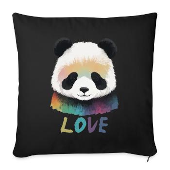 Panda Bär Love Liebe Kinder - Sofakissenbezug 45 x 45 cm - Schwarz - Vorne