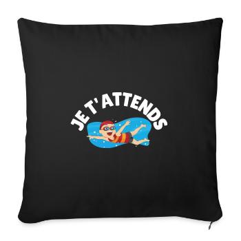 natation enfant - Housse de coussin décorative 45 x 45 cm - noir - Devant
