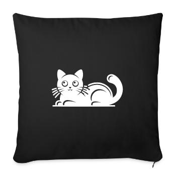 Dessin de chat mignon - Housse de coussin décorative 45 x 45 cm - noir - Devant