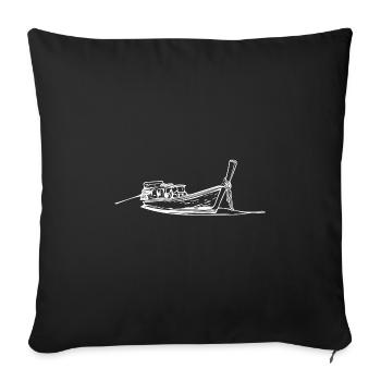 Vintage Long Tail Boat auf dem Wasser - Sofakissenbezug 45 x 45 cm - Schwarz - Vorne