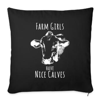 Lustige Bauernhof-Mädchen haben nette Kalb-Geschenke für Landwirt - Sofakissenbezug 45 x 45 cm - Schwarz - Vorne