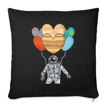 Astronaut with balloon - solar system planet - Sofa pillowcase 17,3'' x 17,3'' (45 x 45 cm) - black - Front