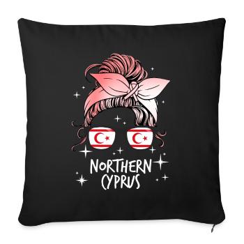 Northern Cyprus - Sofa pillowcase 17,3'' x 17,3'' (45 x 45 cm) - black - Front