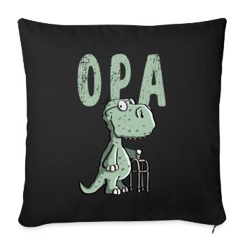 Grand-père dinosaure - Grand-père - Cadeau - Housse de coussin décorative 45 x 45 cm - noir - Devant