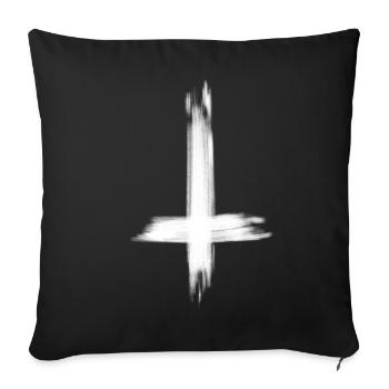 Sinner - Sinful - Cross turned upside down - Sofa pillowcase 17,3'' x 17,3'' (45 x 45 cm) - black - Front