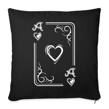 Icône d’illustration du symbole Ace Heart de carte à jouer - Housse de coussin décorative 45 x 45 cm - noir - Devant