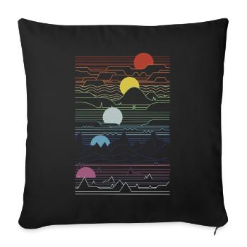 Multiple Sunrise Planet Geometric Retro - Sofa pillowcase 17,3'' x 17,3'' (45 x 45 cm) - black - Front