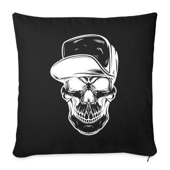 Crâne graffiti avec casquette de baseball - Housse de coussin décorative 45 x 45 cm - noir - Devant
