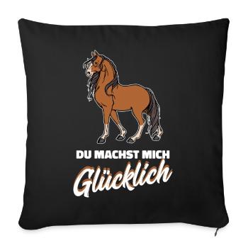 Islandpferde Statement Pferdeliebe Pferdenarr - Sofakissenbezug 45 x 45 cm - Schwarz - Vorne