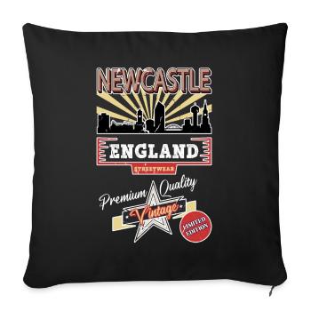 Newcastle Angleterre UK City Skyline Vintage Rétro - Housse de coussin décorative 45 x 45 cm - noir - Devant