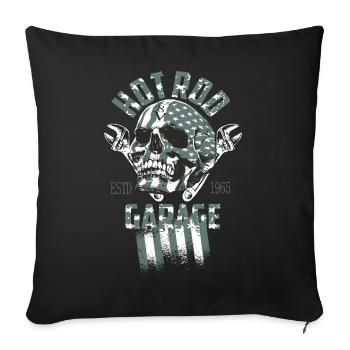 Hot Rod Garage - Housse de coussin décorative 45 x 45 cm - noir - Devant