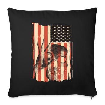 Drapeau des États-Unis avec crâne - Housse de coussin décorative 45 x 45 cm - noir - Devant