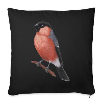 Eurasian Bullfinch Watercolour Illustration - Sofa pillowcase 17,3'' x 17,3'' (45 x 45 cm) - black - Front