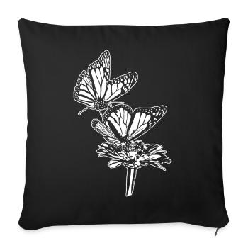 Monarch Butterfly Sketch Graphic Butterfly Lovers - Housse de coussin décorative 45 x 45 cm - noir - Devant