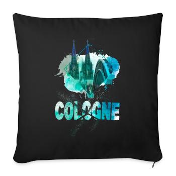 Cologne Cathédrale de Cologne Allemagne Ville Skyline Splash - Housse de coussin décorative 45 x 45 cm - noir - Devant