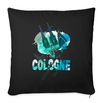 Cologne Cathédrale de Cologne Allemagne Ville Skyline Splash - Housse de coussin décorative 45 x 45 cm - noir - Devant