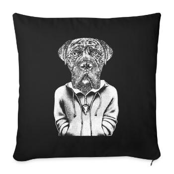 Boxer Hund mit stechendem Blick im Comic-Stil. - Sofakissenbezug 45 x 45 cm - Schwarz - Vorne