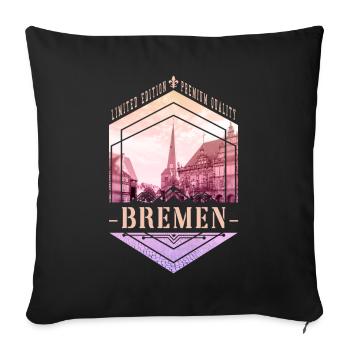Brême Allemagne City Skyline Vintage Retro - Housse de coussin décorative 45 x 45 cm - noir - Devant