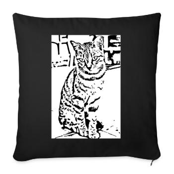 Cadeau de la chemise noire et blanche pour chat - Housse de coussin décorative 45 x 45 cm - noir - Devant