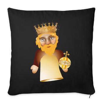 The King with Crown as Puppet Theater Figure - Sofa pillowcase 17,3'' x 17,3'' (45 x 45 cm) - black - Front