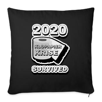 2020 Klopapier Krise Überlebt - Sofakissenbezug 45 x 45 cm - Schwarz - Vorne
