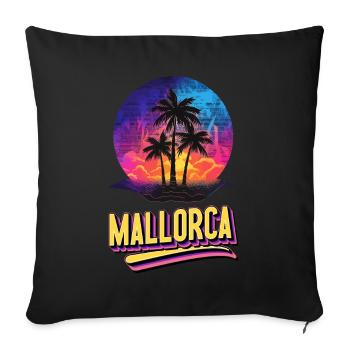 Mallorca Spanien Insel Sommer Palmen Strand Party - Sofakissenbezug 45 x 45 cm - Schwarz - Vorne